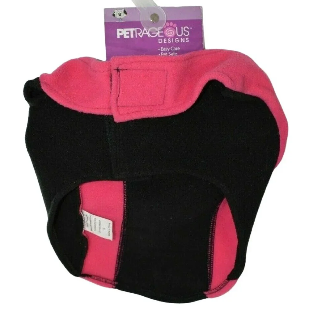PetRageous Designs Dog Medium Pink and Black Wrap Pet Jacket